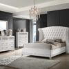 Barzini California King Wingback Tufted Bed White