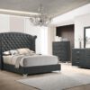 Melody Queen Wingback Upholstered Bed Grey